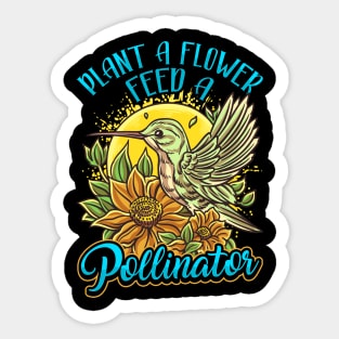 Pollinator Hummingbird & Flowers Cottage core Aesthetic Sticker